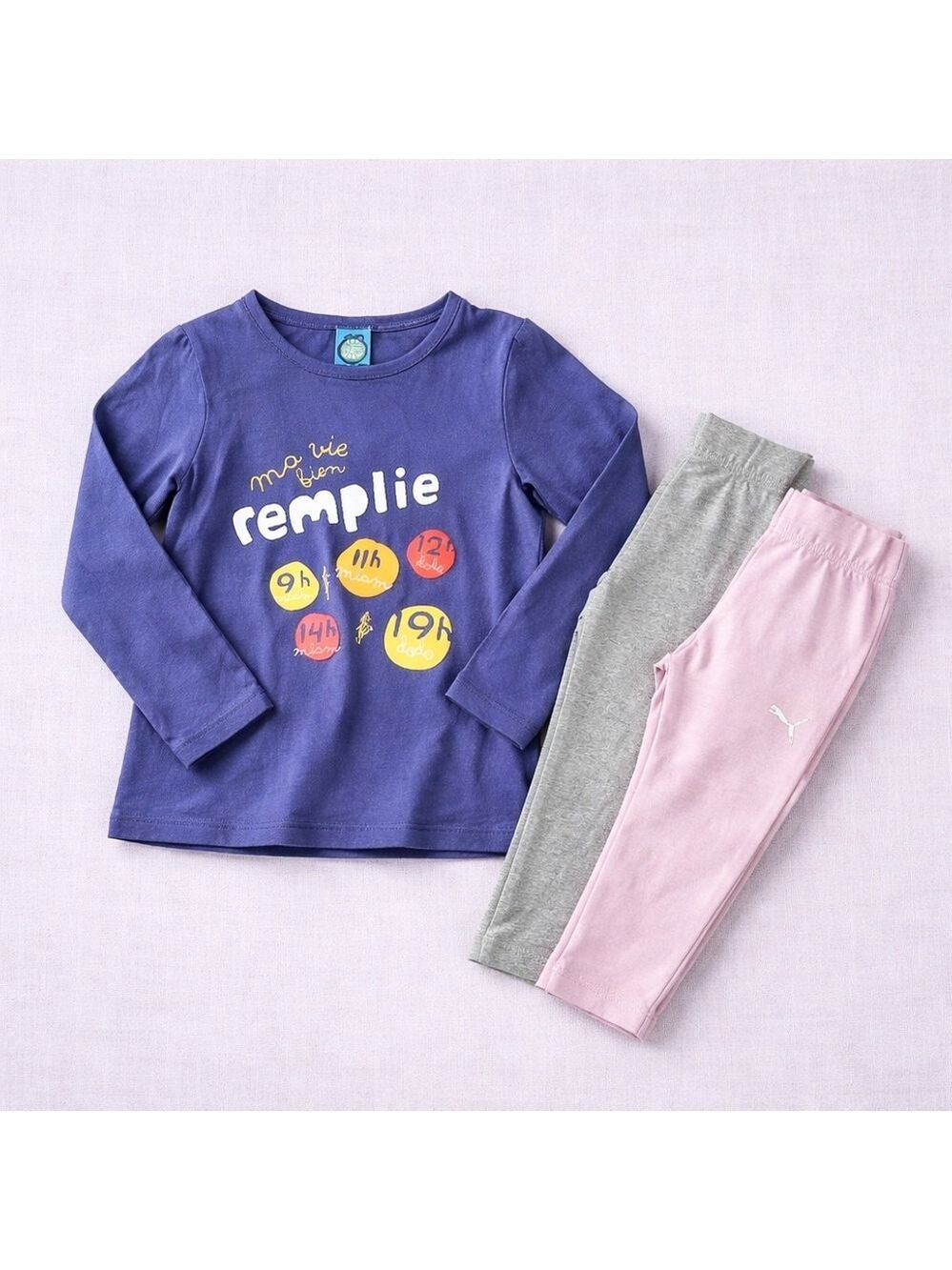 5/$25 2T Girls Long Sleeve Top + Monkey Bars & Puma Leggings Set